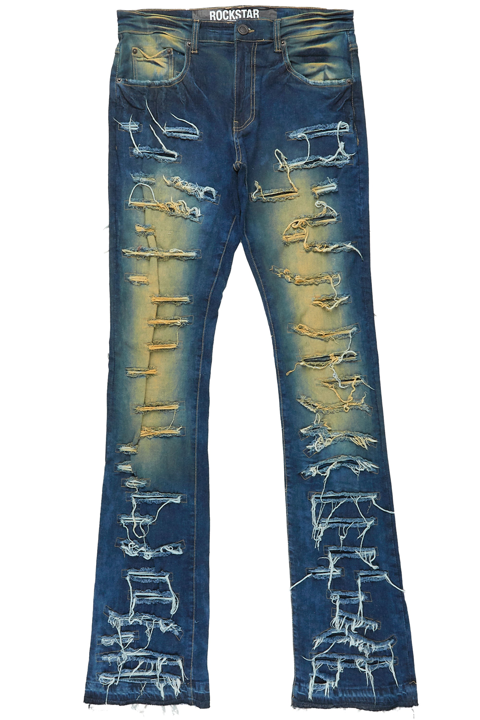 Malyk Dark Indigo Stacked Flare Jean