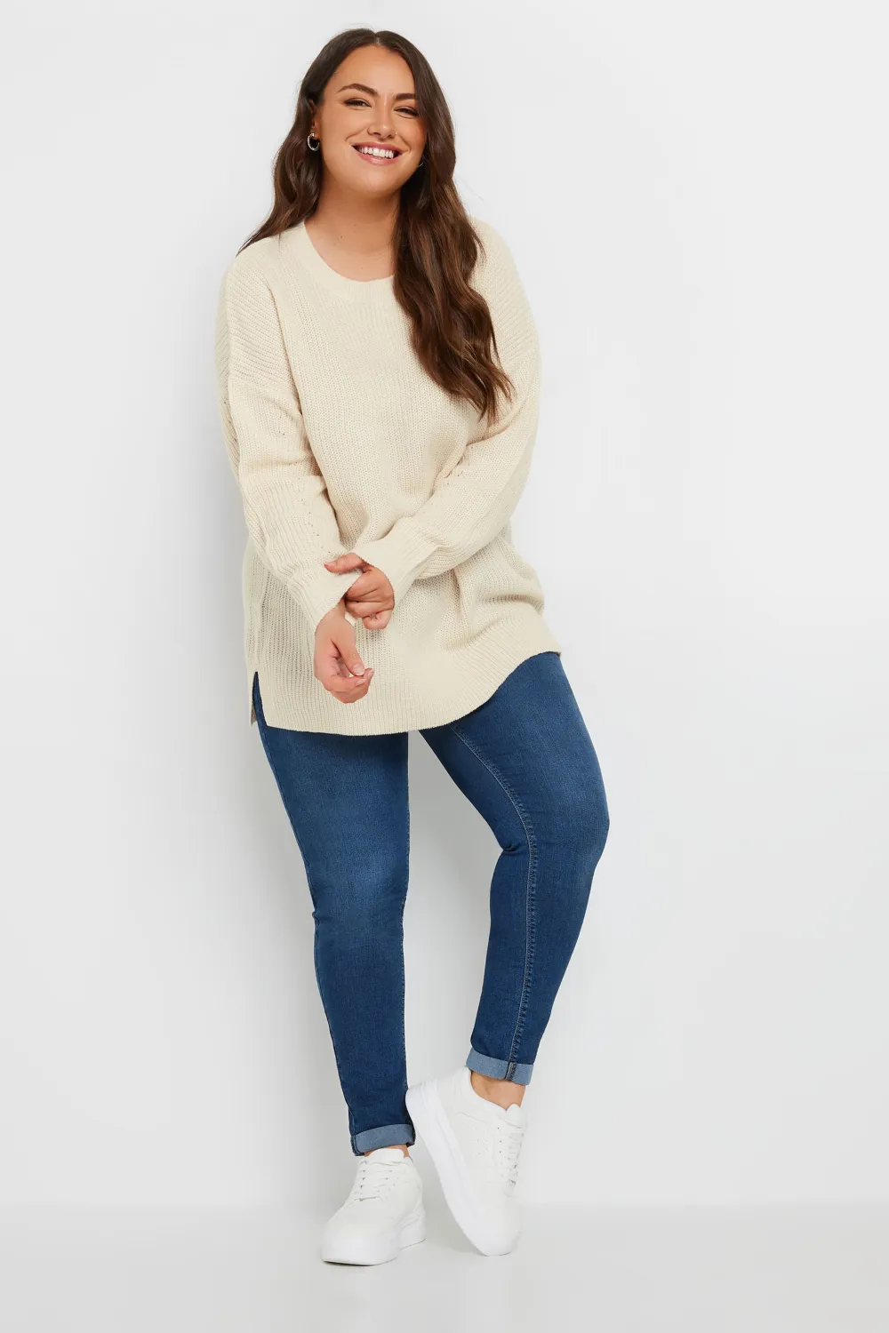 YOURS Curve Stone Brown Knitted Jumper