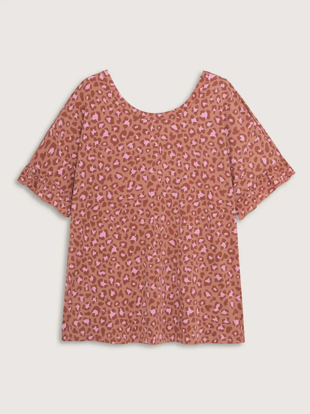 Blushing Leopard Print Cross-Strap Back T-Shirt