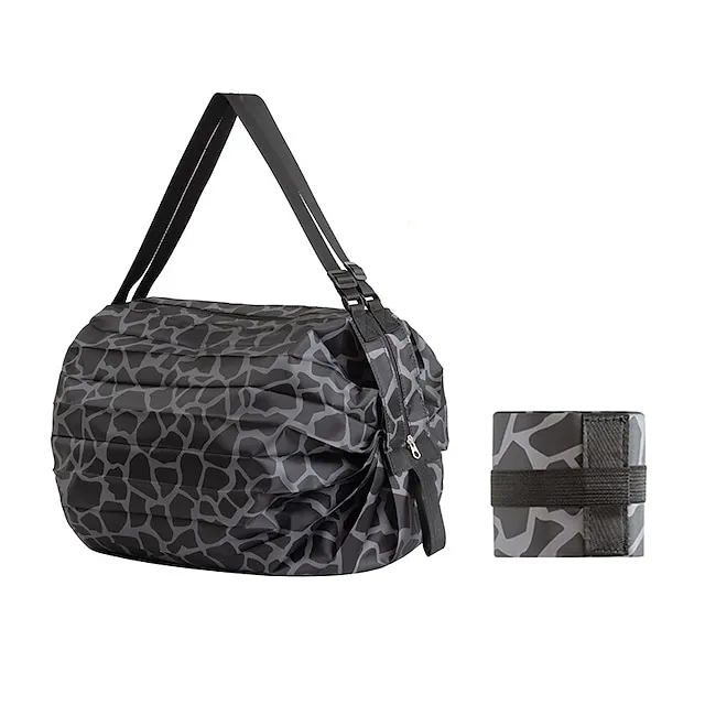 Women's Shoulder Bag Duffle Bag Nylon Shopping Daily Zipper Large Capacity Waterproof Foldable Solid Color Geometric Color Block Pink camouflage Diamond pattern Yellow dots