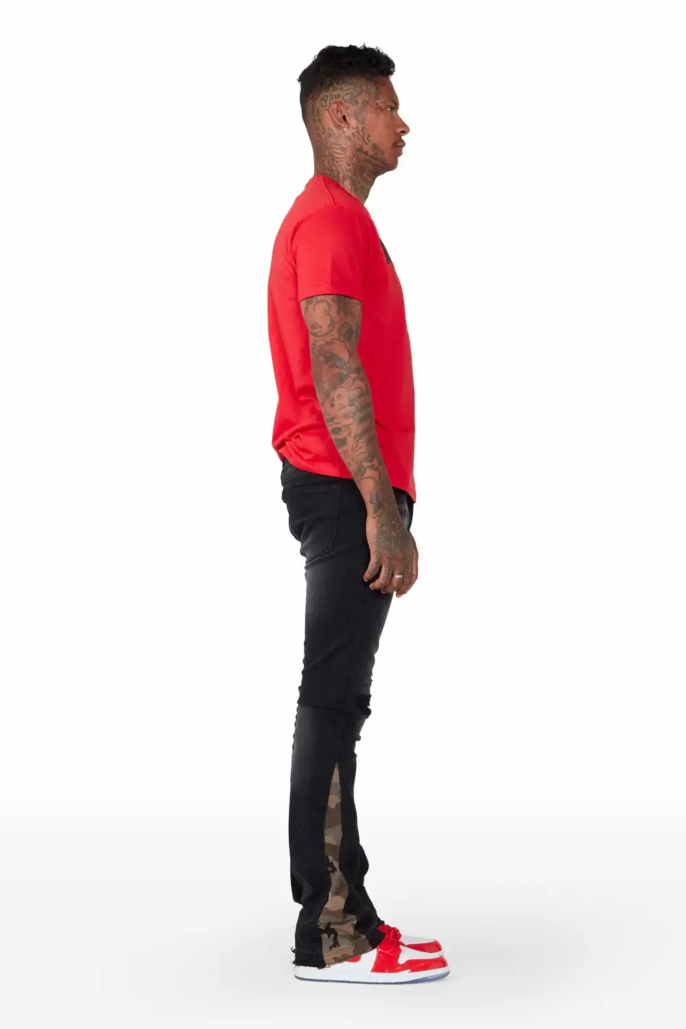 Marlon Black Stacked Flare Jean