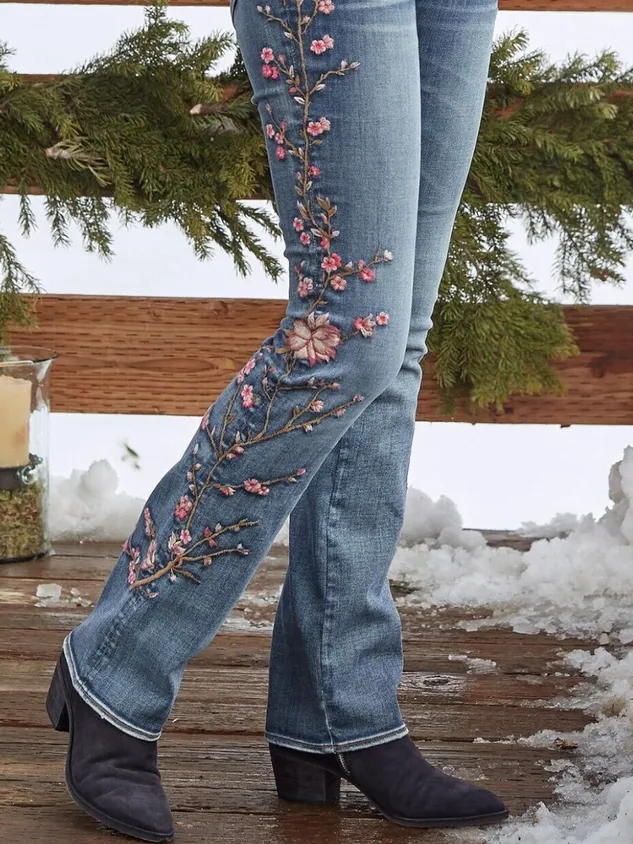 Vintage Printed Floral Pants