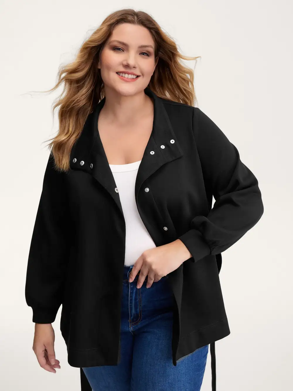 Supersoft Belted Button Adjustable Jacket