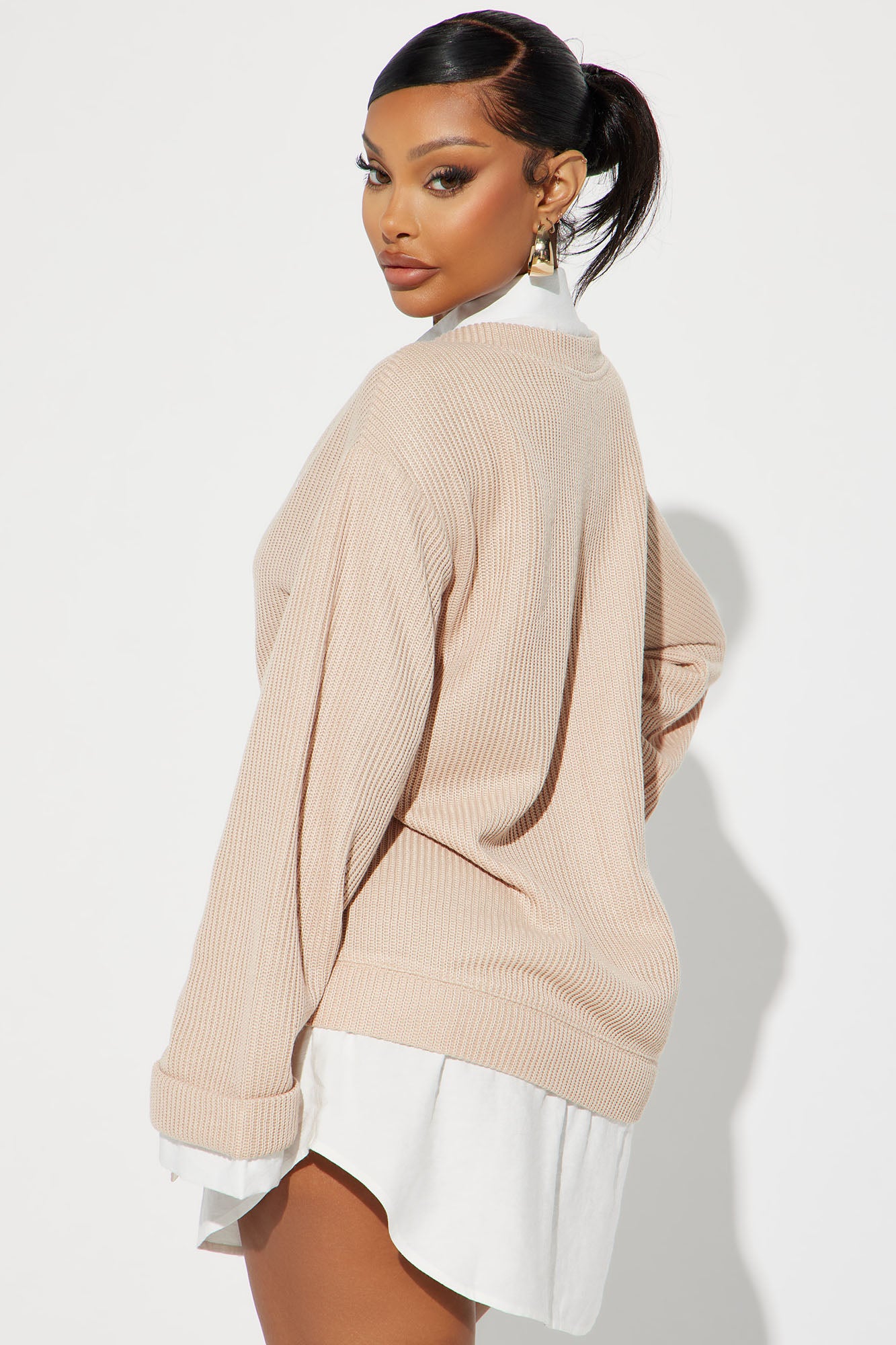 Gianna Sweater Mini Dress - Taupe
