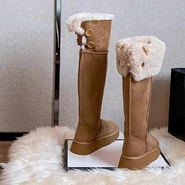 Women's Fleece-Lined Thick Warm Long Snow Boots 66542779C