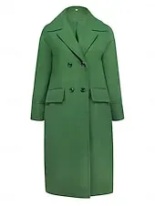 Women's Winter Coat Coat Cloak / Capes Windproof Warm Pocket Casual Street Style Plain Vacation Work Street Daily Wear Single Breasted Turndown Loose Fit Long Sleeve Outerwear Red Blue Green Fall