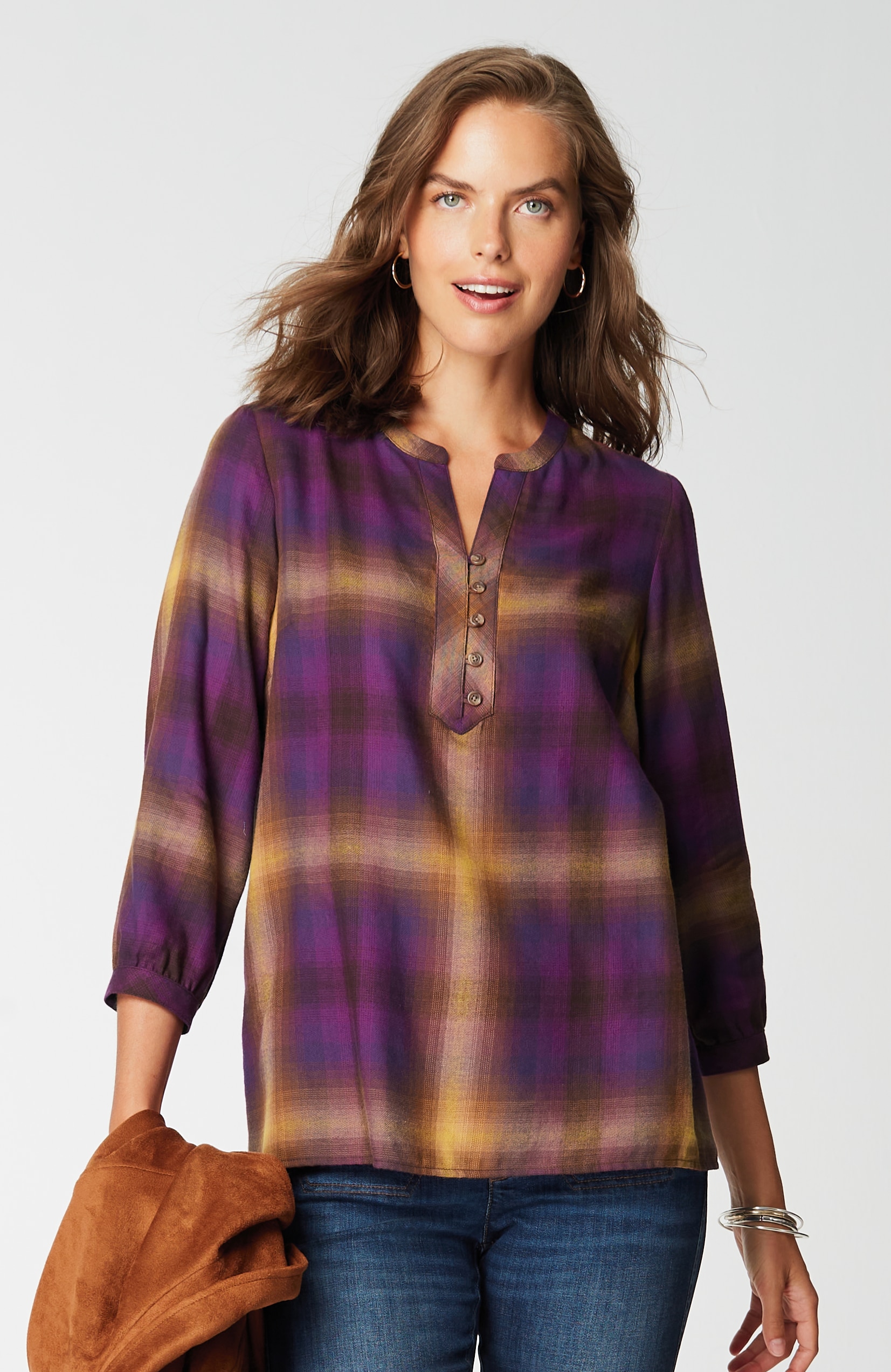 Soft-Brushed Plaid Popover