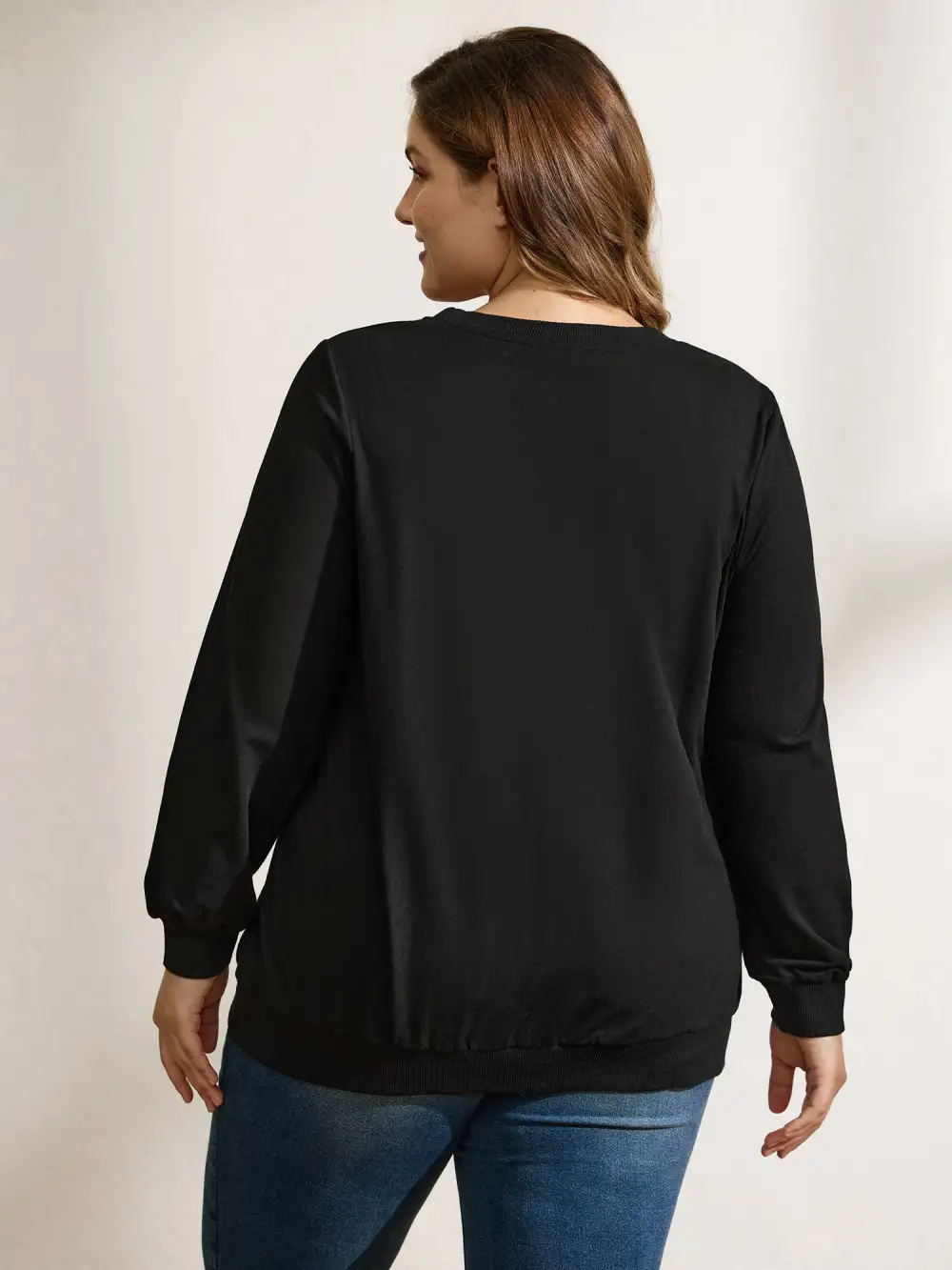 Colorful Foam Printed Hearts Stretchy Hem Sweatshirt