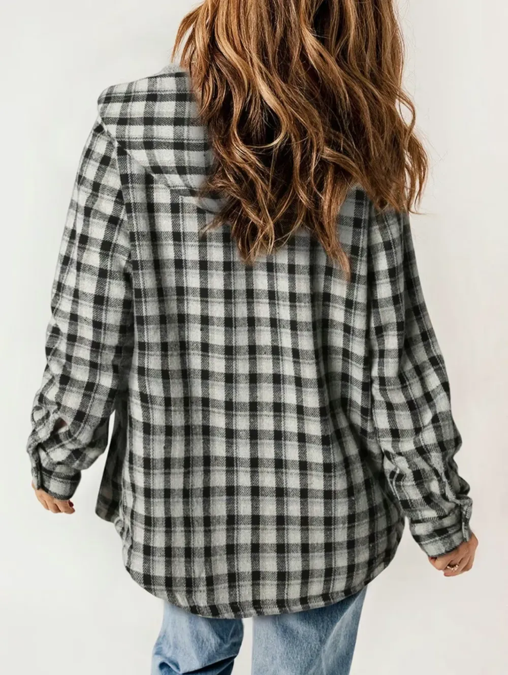 ⚡Black Friday Fun 🖤Women's Hooded Plaid Fleece Coat