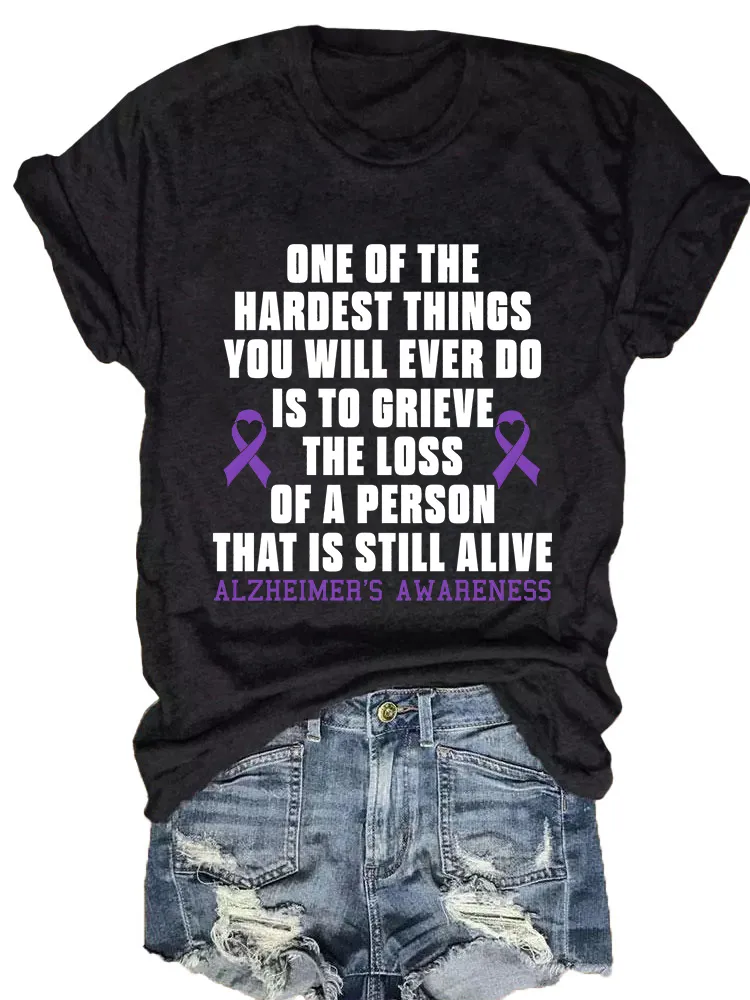 Women'S Alzheimer'S Awareness Round-Neck Short-Sleeved T-Shirt