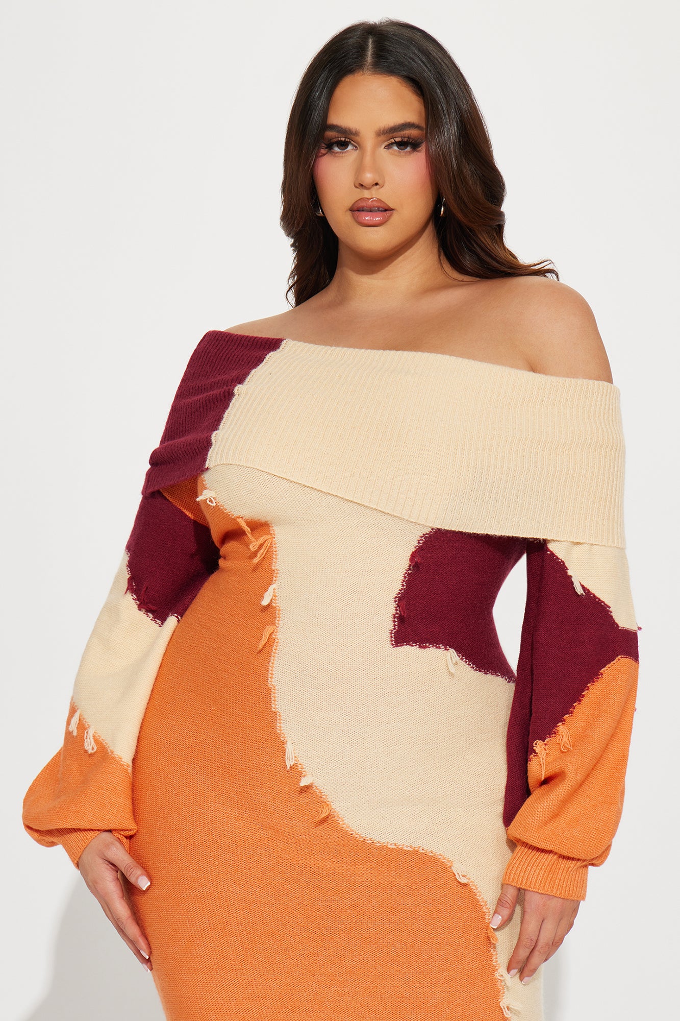 Ivy Sweater Maxi Dress - Orange/combo