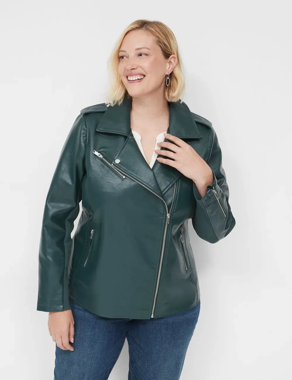 Faux-Leather Moto Jacket