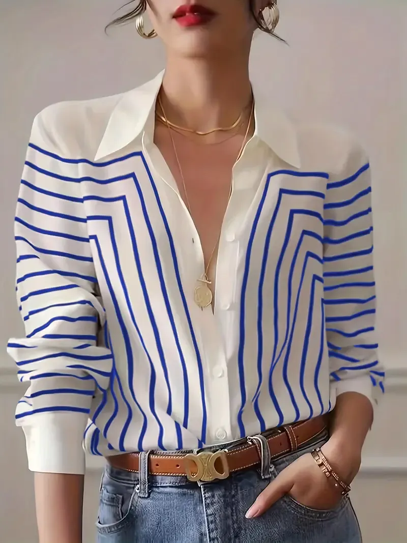 Casual Long Sleeve Geo Print Shirt