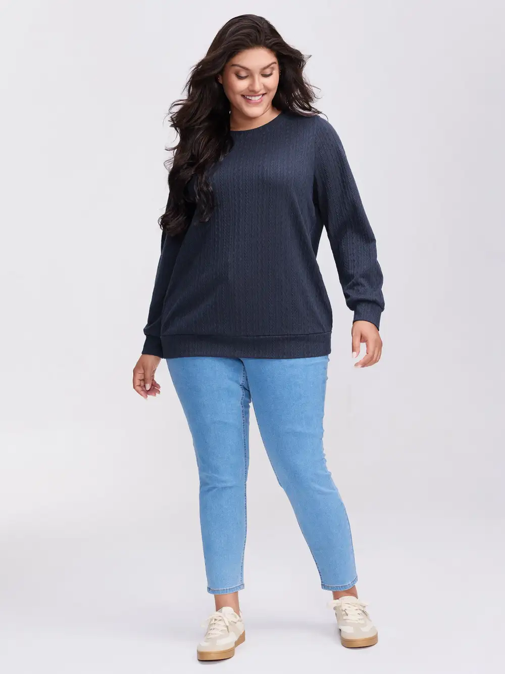 Textured Bowknot Color Contrast Sweatshirt