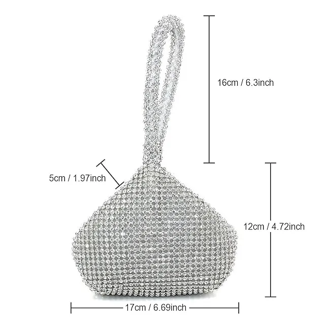 Women's Clutch Evening Bag for Evening Bridal Wedding Party with Rhinestone Solid Color in Silver Black Gold