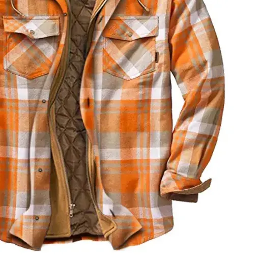 Men's Checkered Textured Winter Thick Hooded Jacket
