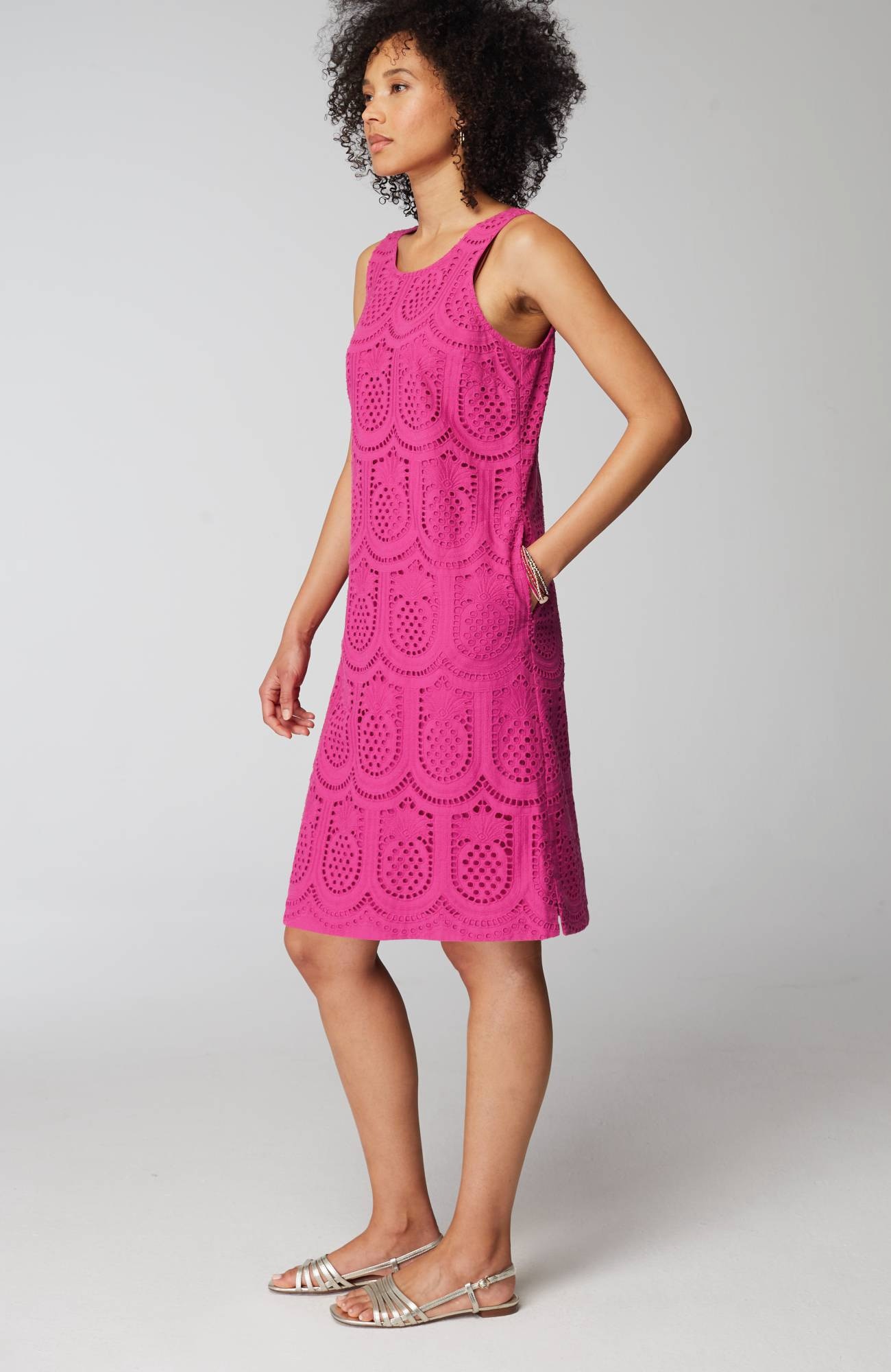 Pineapple Eyelet Shift Dress