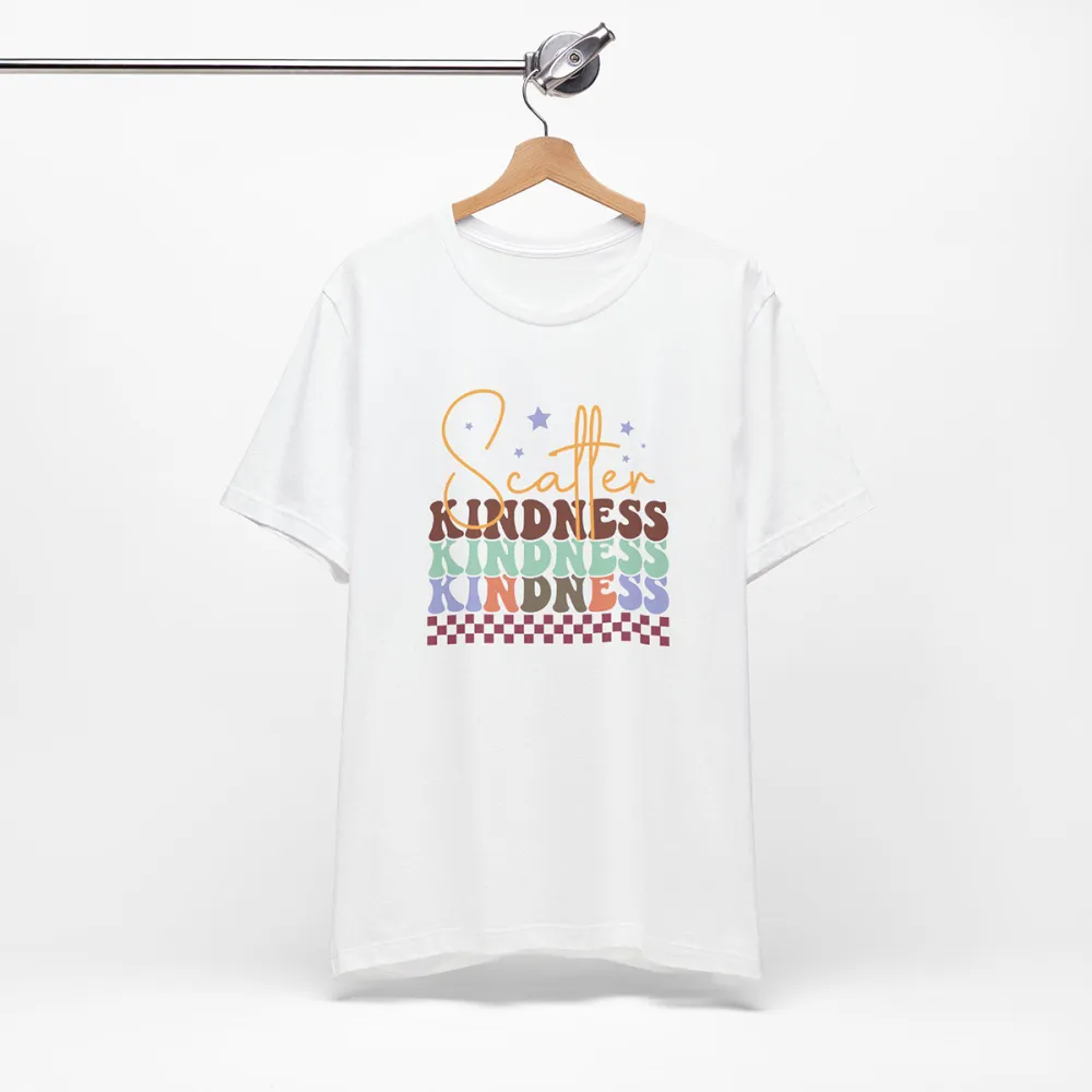 Scatter Kindness Print Round Neck Short Sleeve T-Shirt