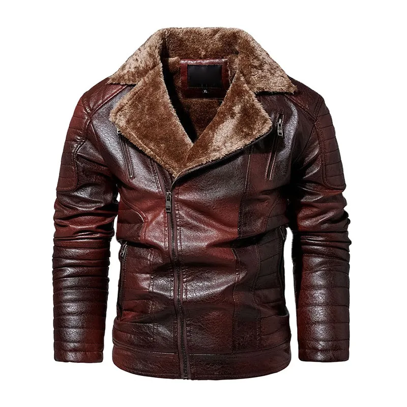 Padded Suit Collar Men's Leather Jacket