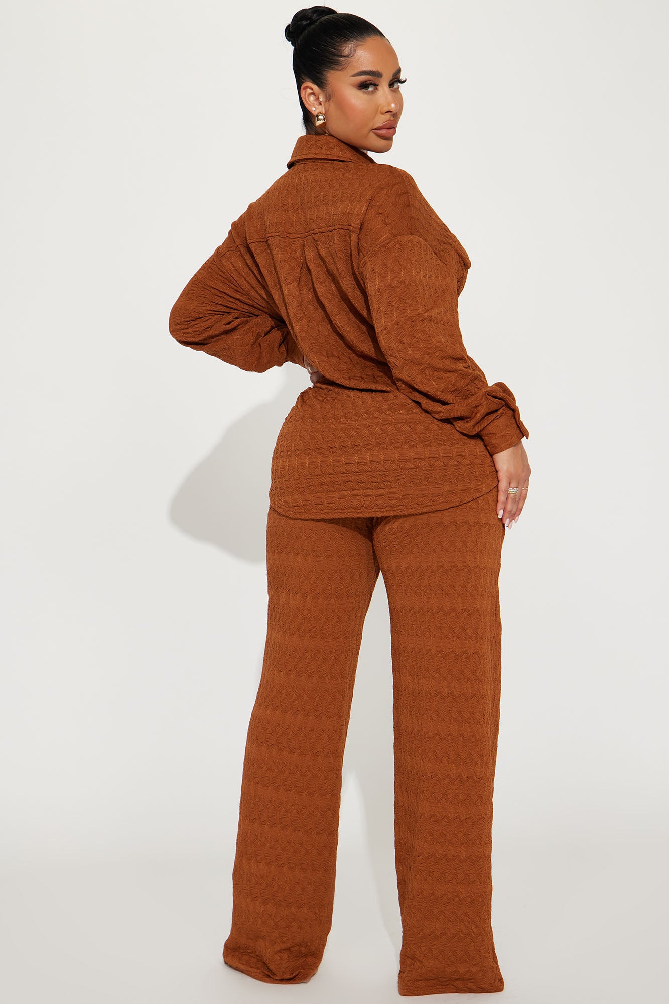 Giana Textured Pant Set - Cognac
