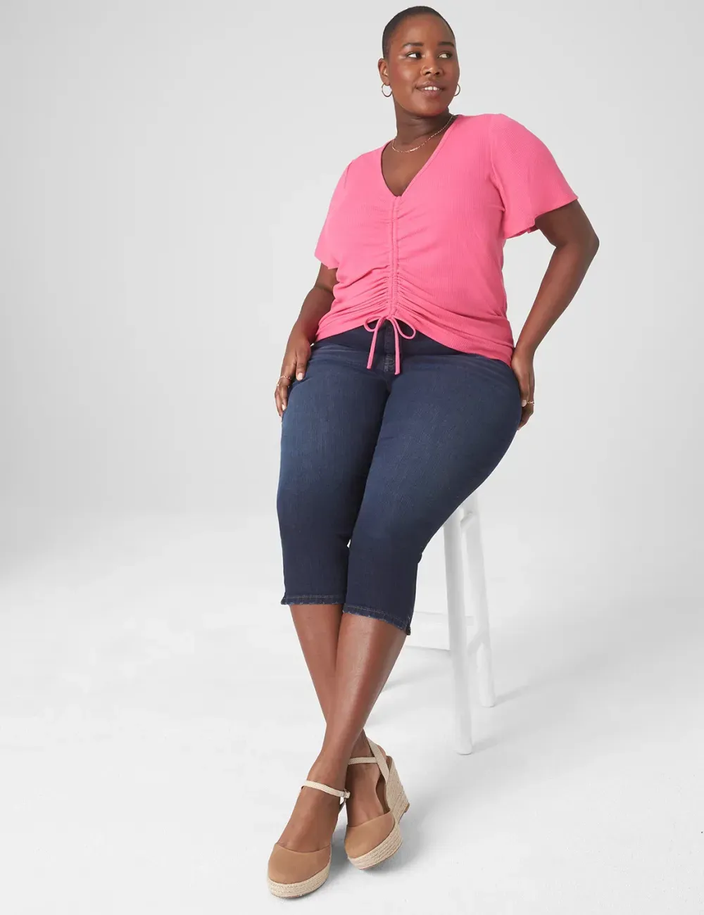 Classic Flutter-Sleeve Adjustable Drawcord Tee