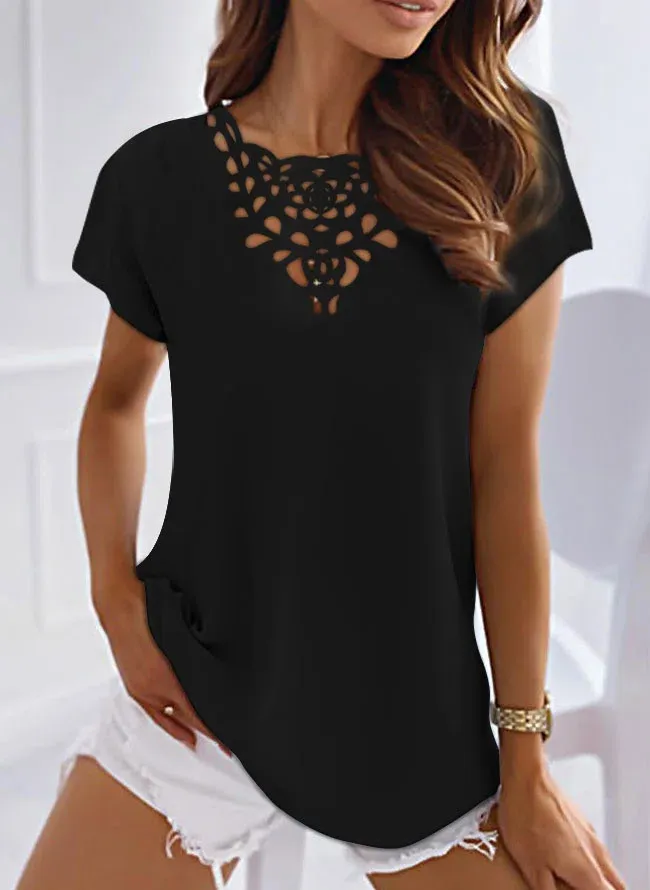 Basic Neckline Casual Burnt Design T-Shirt/Tee