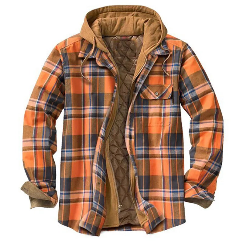 Mens Winter Plaid Thick Casual Jacket