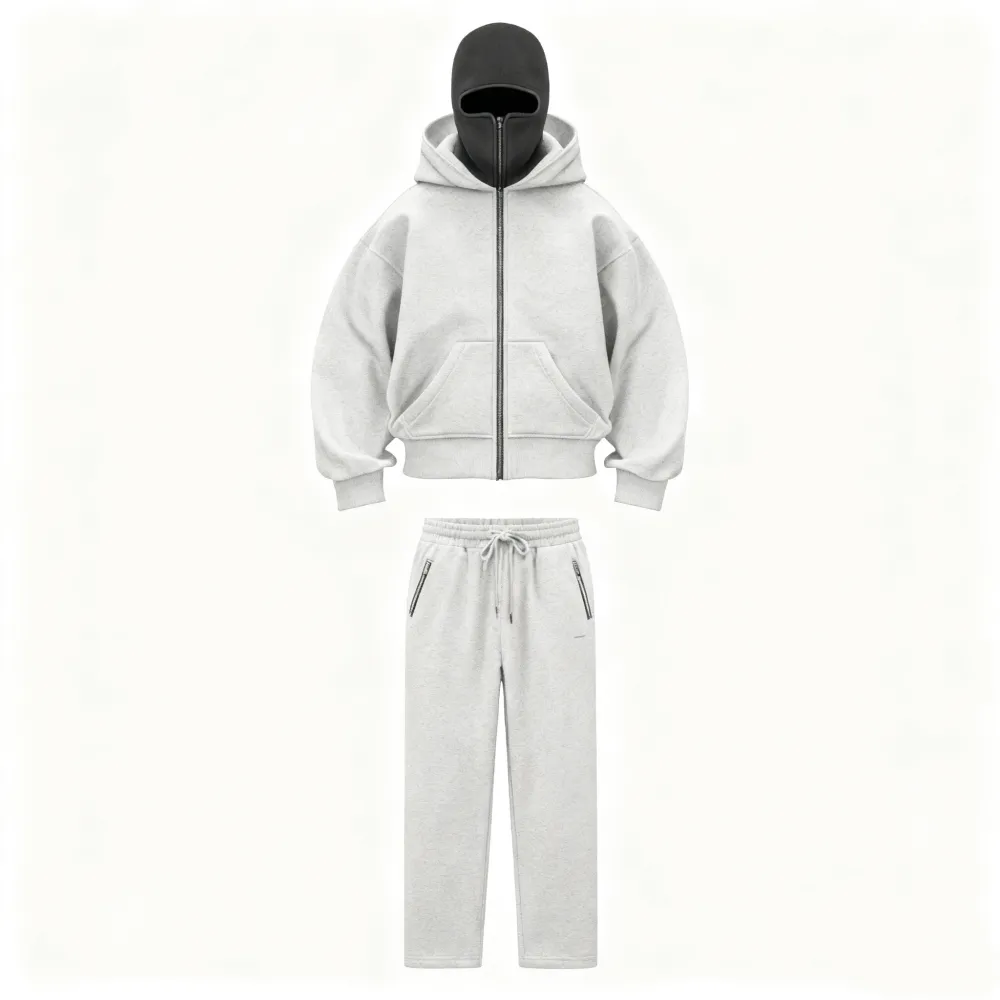 Zip Up Fashion Double Layer Hoodie Hip Hop Outerwear Sets