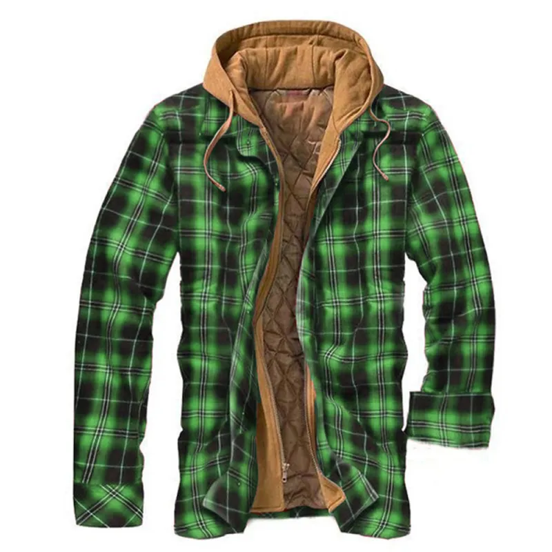 Mens Winter Plaid Thick Casual Jacket