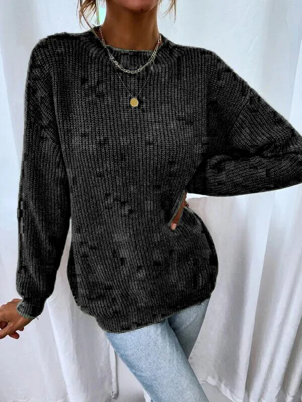 Drop Shoulder Marled Knit Sweater