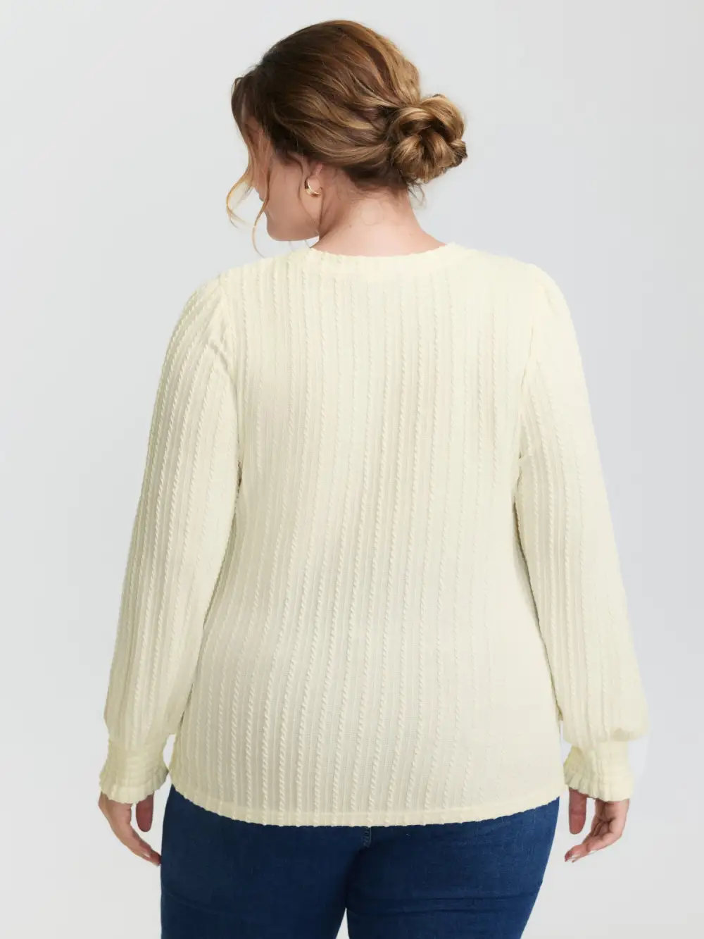 Ribbed Shirred Fitted T-Shirt