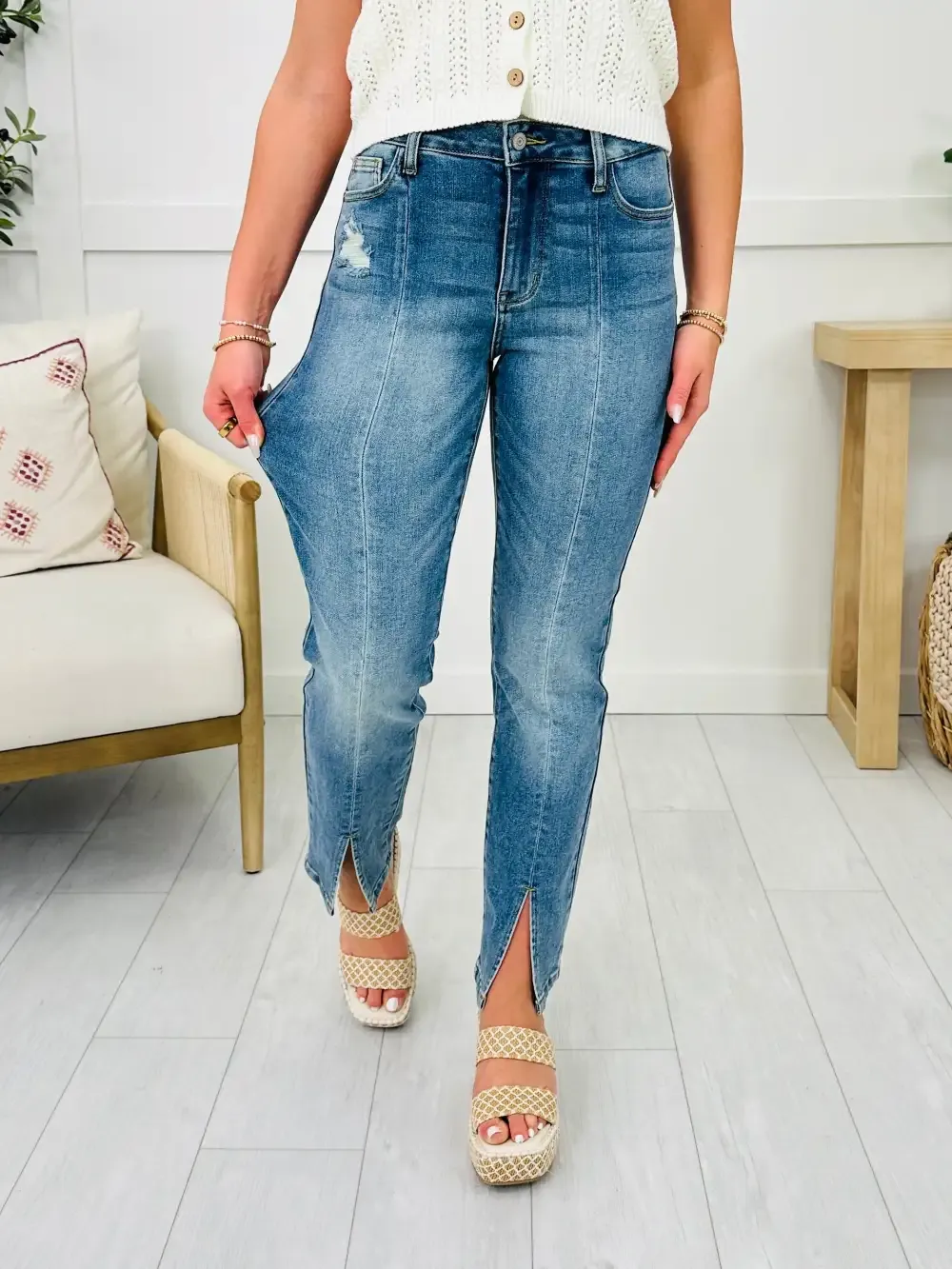 Judy Blue Split Decision Straight Leg Jeans
