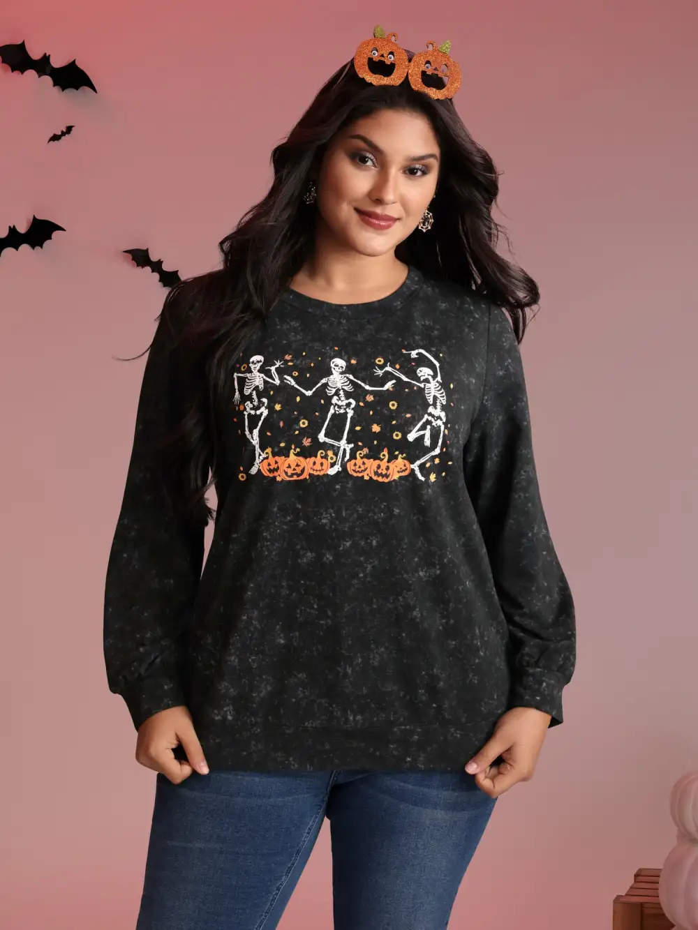 Skeleton Halloween Party Snowflake Effect Sweatshirt