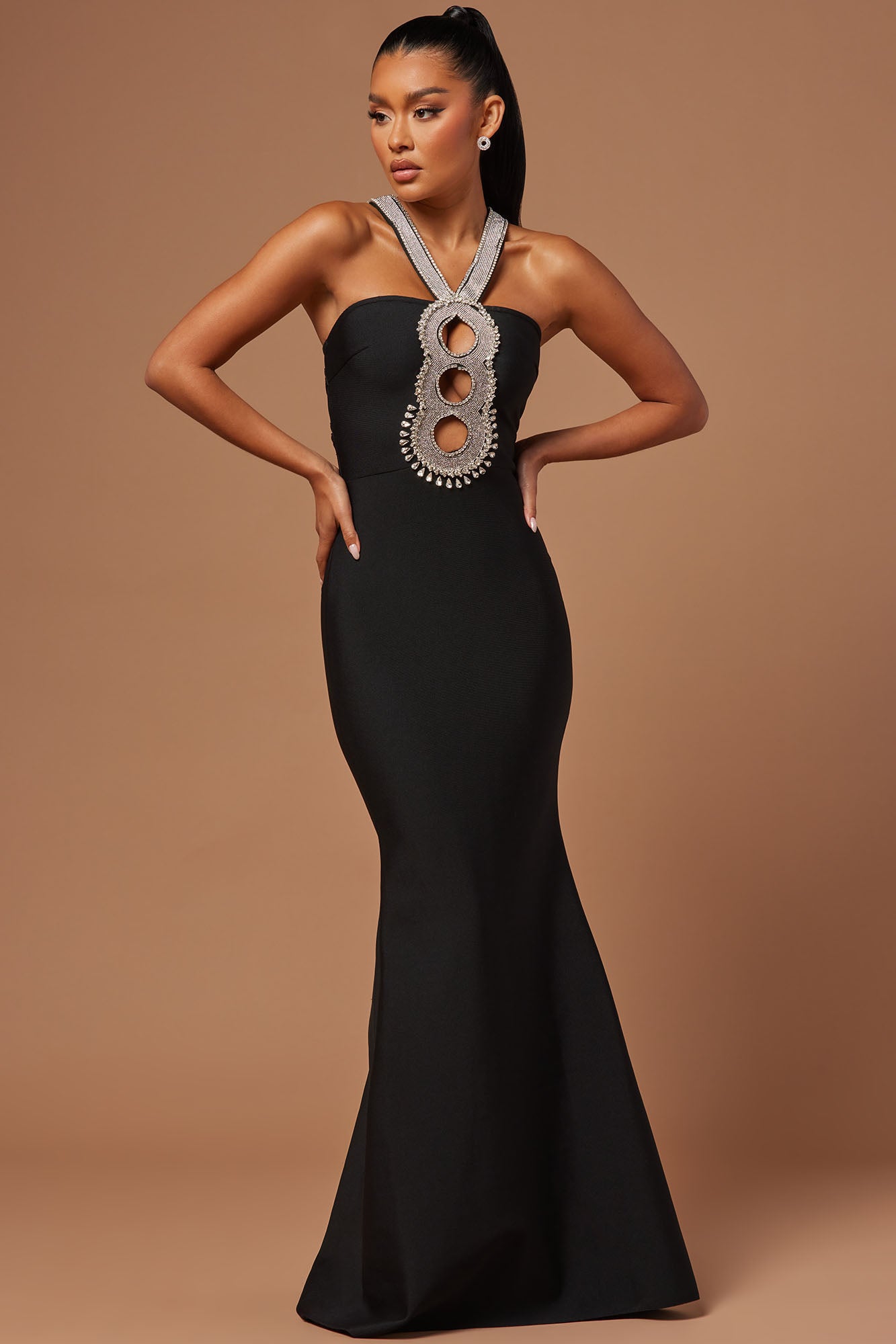 Bria Bandage Maxi Dress - Black