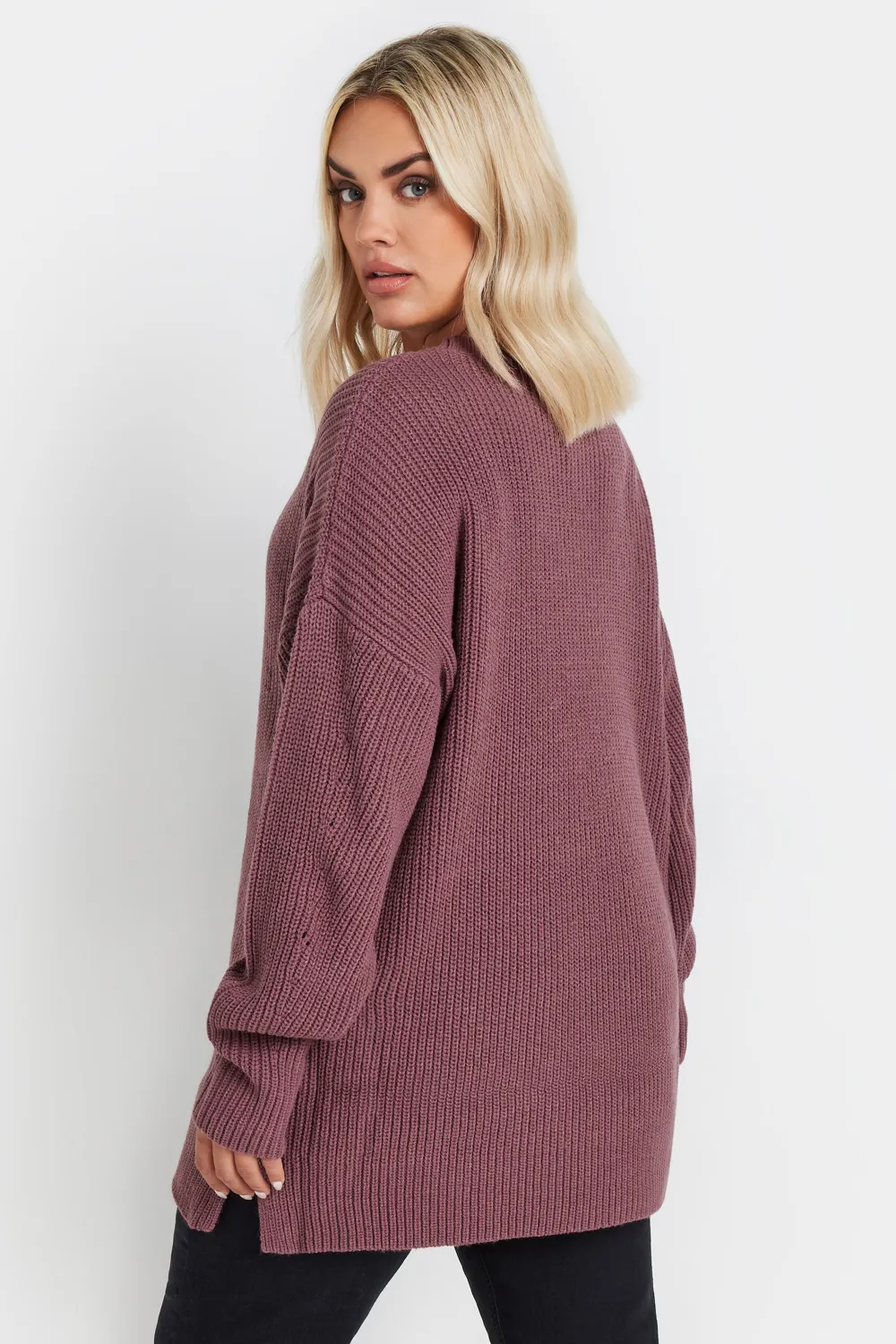 YOURS Curve Navy Blue Drop Shoulder Knitted Jumper