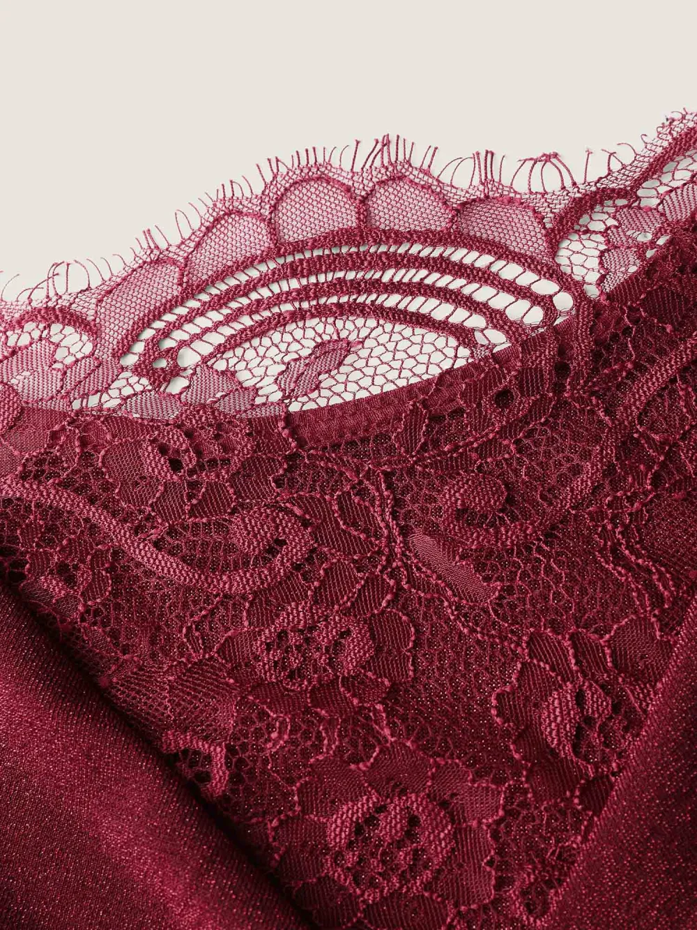 Lurex Drape Back Lace Trim Midi Dress