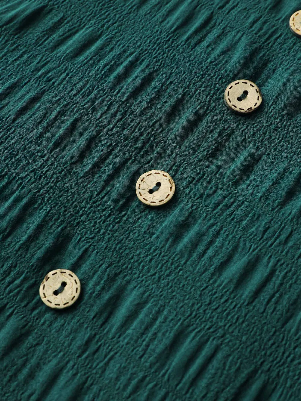 Textured Ruffled Neck Shirred Drawstring Midi Dress