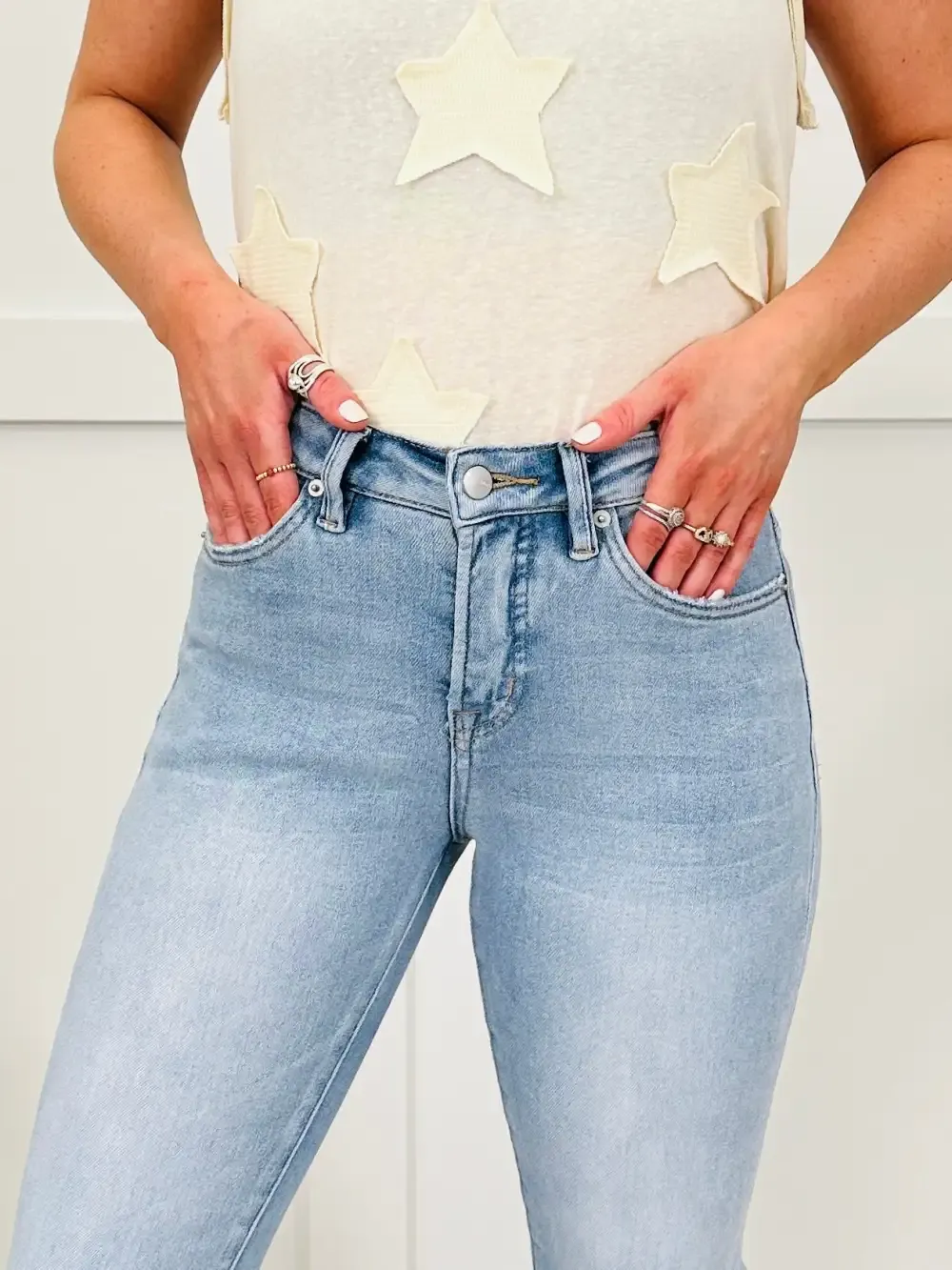 One Step Ahead Tummy Control Cropped Step Hem Jeans