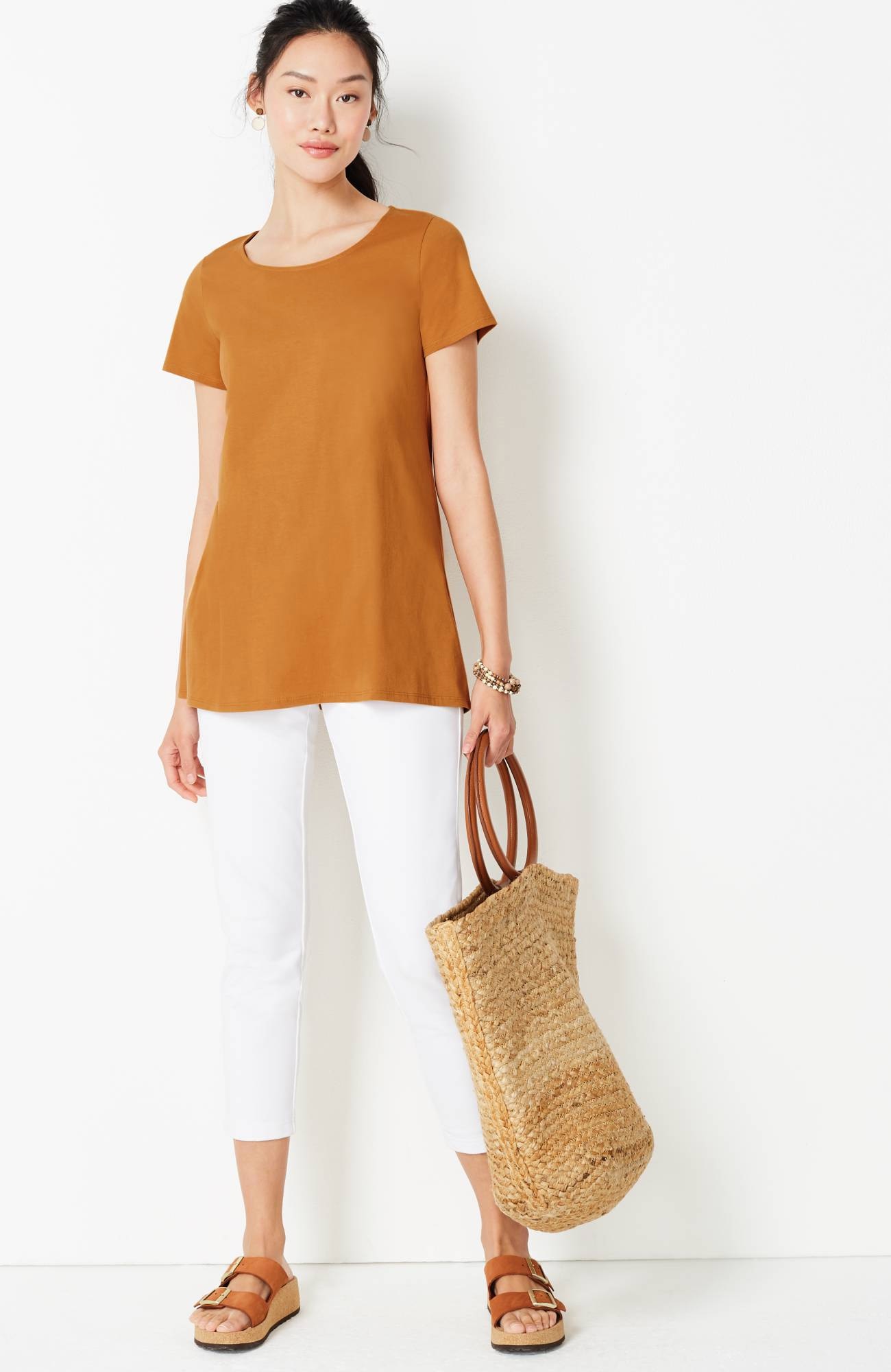 pure jill scoop-neck elliptical tee