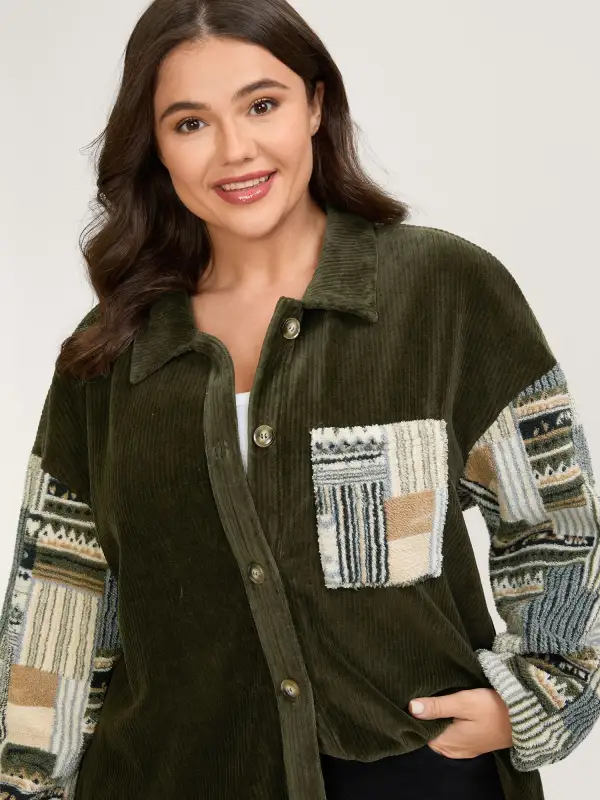 Boho Patchwork Button-Down Jacket