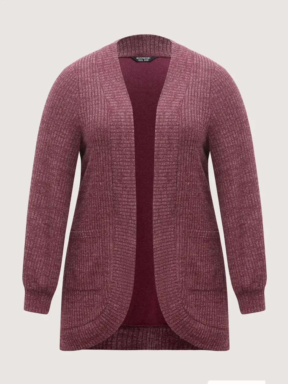 Heather Stretchy Textured Pockets Cardigan