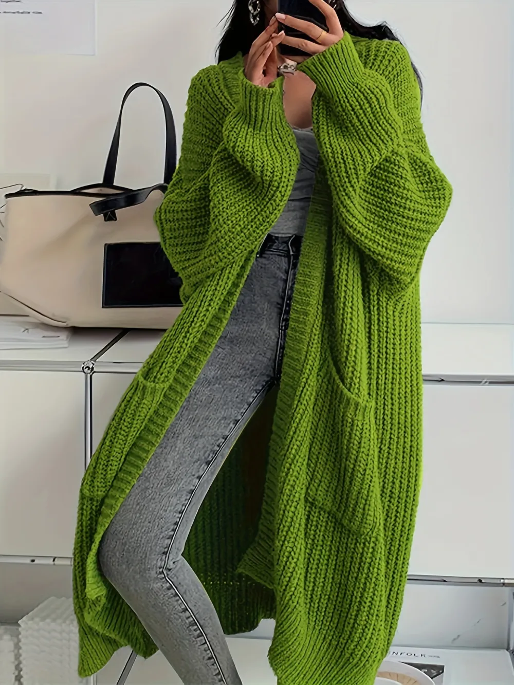 Cozy Solid Color Open Front Knitted Cardigan - Soft, Relaxed Fit, Long Sleeve Length, Casual Design - Perfect for Spring and Fall, Womens Clothing