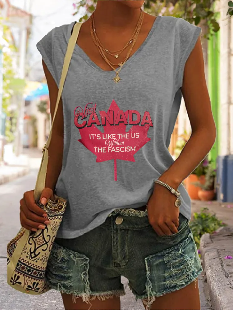 Women's Visit Canada It'S Like The Us Without The Fascism V-neck Vest