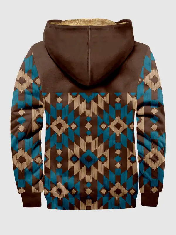 Men's Ethnic Fleece Full-Zip Printed Hoodie Jacket