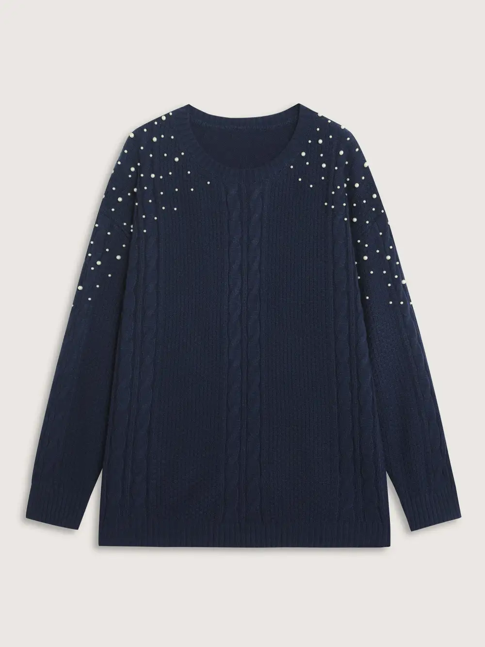 Twist Stitch Beadwork Textured Pullover