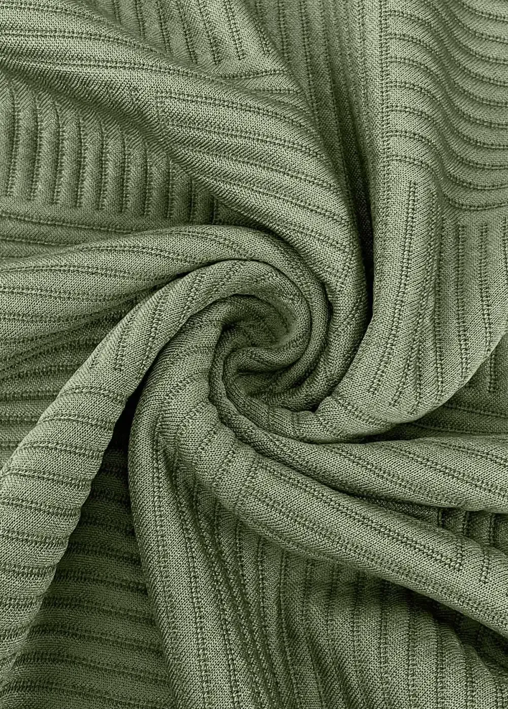 Olive Green Jacquard Long Sleeve Round Neck Sweatshirt