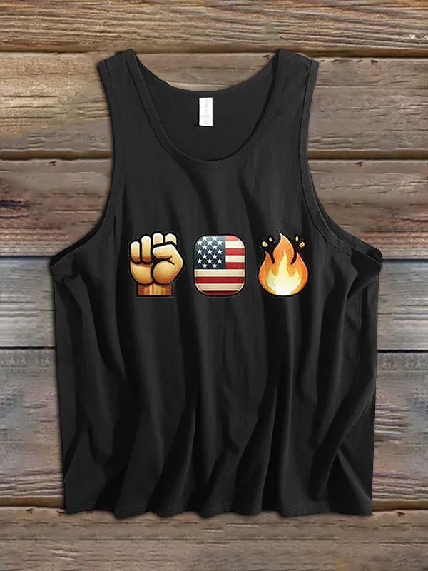 Retro Fist Flag Fire Print Vest