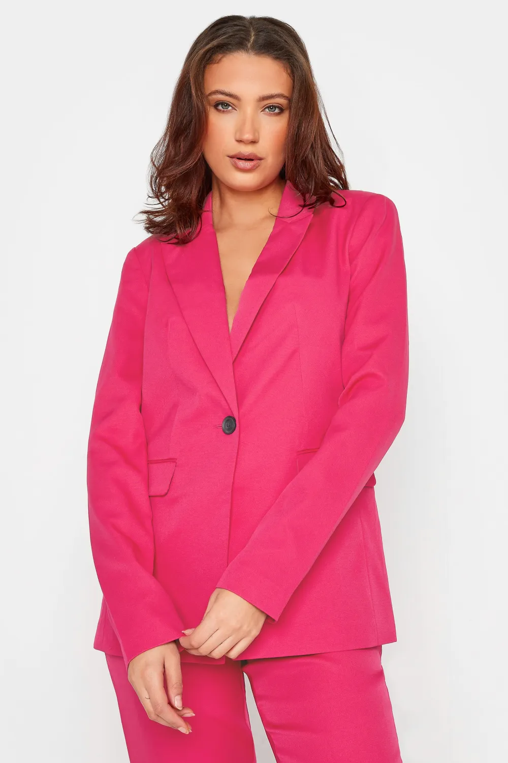 LTS Tall Dark Pink Scuba Crepe Blazer