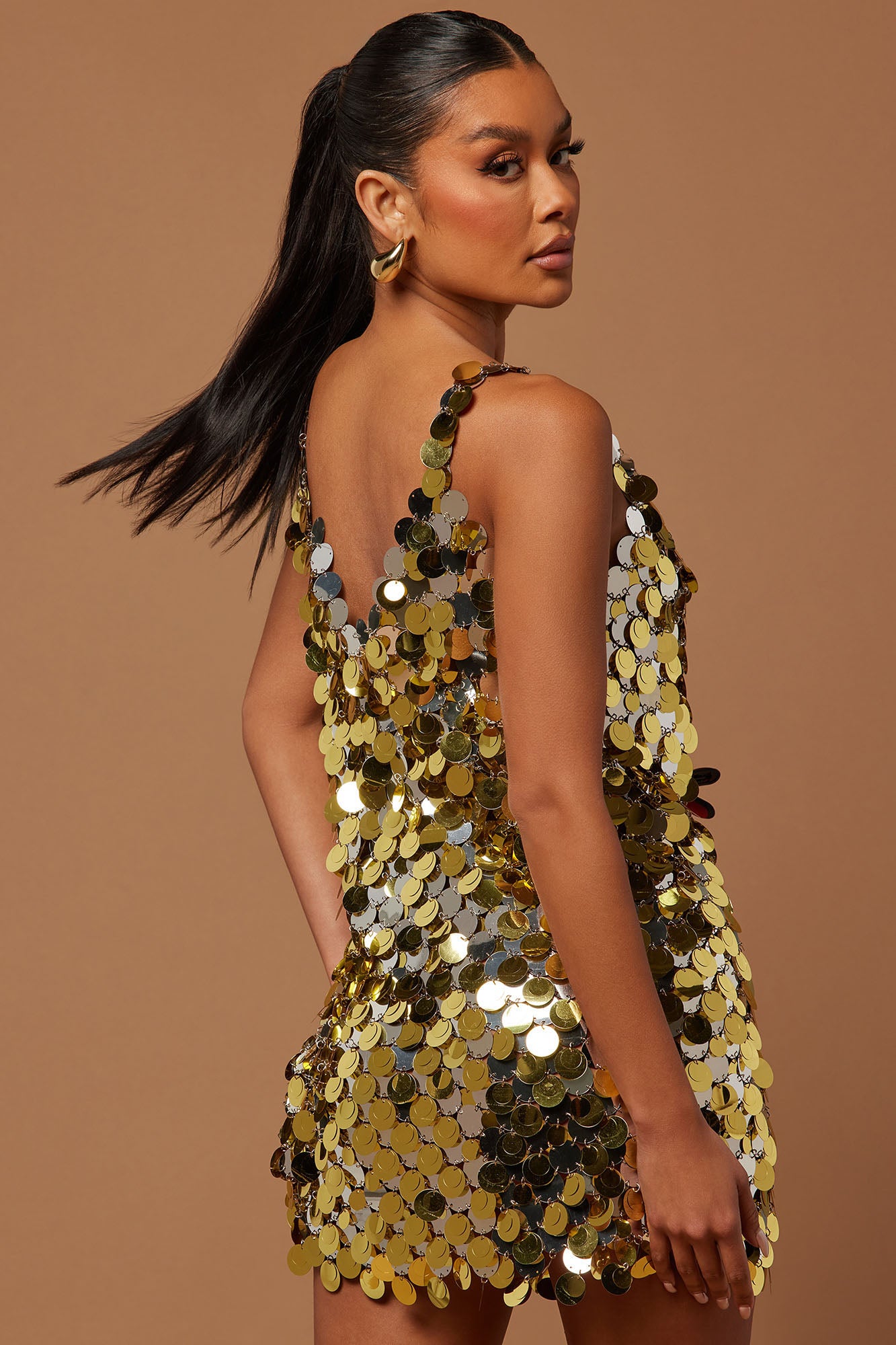 Guilia Mini Dress - Gold/Multi