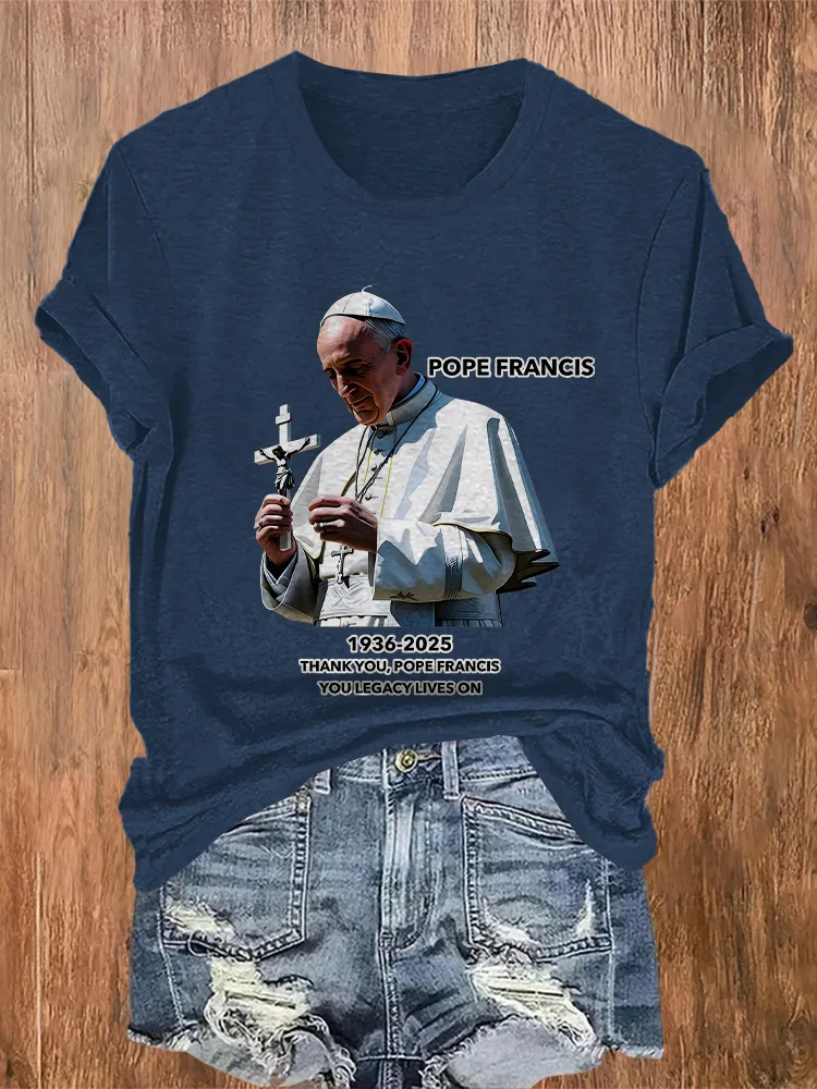 Women's Rest In Peace 1936-2025 Thank You Pf You Legacy Lives On Round Neck Short Sleeves Pure Cotton T-Shirt